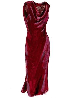 J. Peterman Answered Prayers Crushed Red Velvet Dress in Garnet Red, Size 4